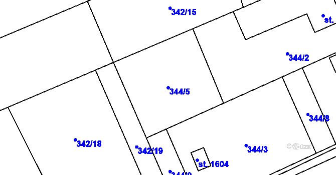 Parcela st. 344/5 v KÚ Heřmanice, Katastrální mapa