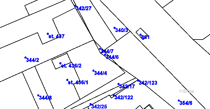 Parcela st. 344/6 v KÚ Heřmanice, Katastrální mapa