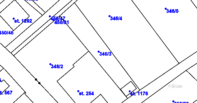Parcela st. 346/3 v KÚ Heřmanice, Katastrální mapa