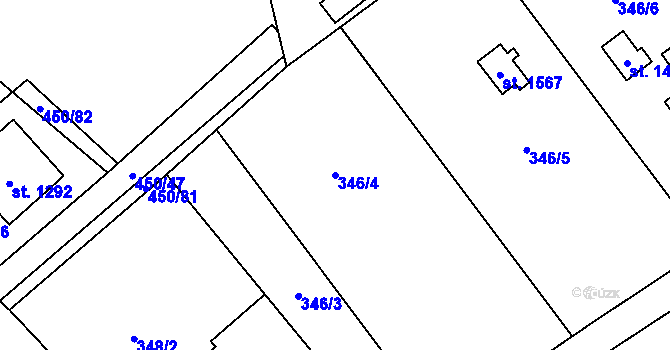Parcela st. 346/4 v KÚ Heřmanice, Katastrální mapa