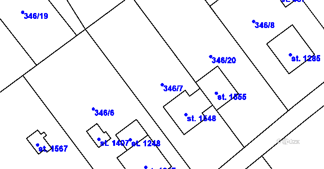 Parcela st. 346/7 v KÚ Heřmanice, Katastrální mapa