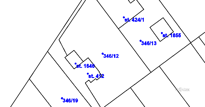 Parcela st. 346/12 v KÚ Heřmanice, Katastrální mapa