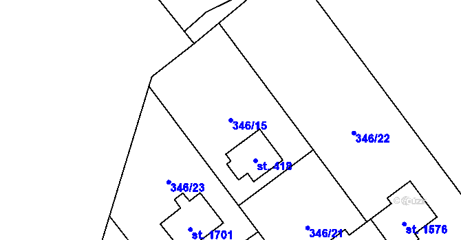 Parcela st. 346/15 v KÚ Heřmanice, Katastrální mapa