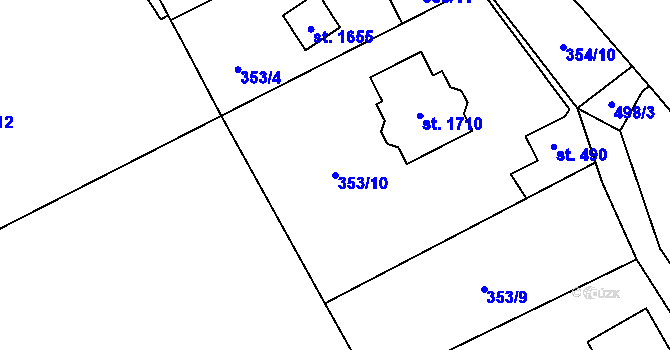 Parcela st. 353/10 v KÚ Heřmanice, Katastrální mapa