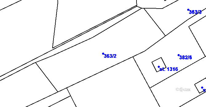 Parcela st. 363/2 v KÚ Heřmanice, Katastrální mapa