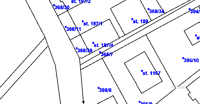 Parcela st. 368/7 v KÚ Heřmanice, Katastrální mapa