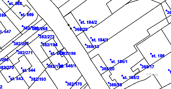Parcela st. 368/13 v KÚ Heřmanice, Katastrální mapa