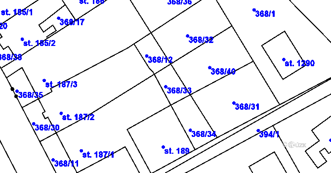 Parcela st. 368/33 v KÚ Heřmanice, Katastrální mapa