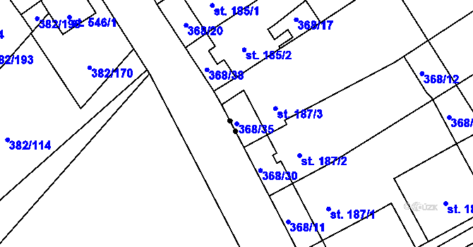 Parcela st. 368/35 v KÚ Heřmanice, Katastrální mapa