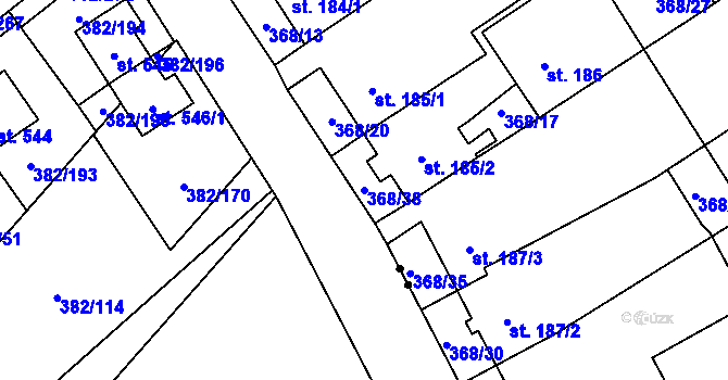 Parcela st. 368/38 v KÚ Heřmanice, Katastrální mapa