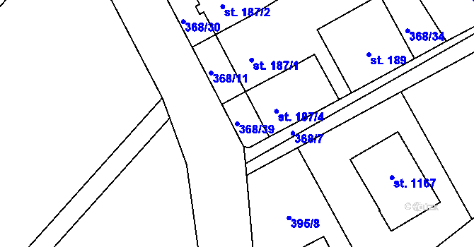 Parcela st. 368/39 v KÚ Heřmanice, Katastrální mapa