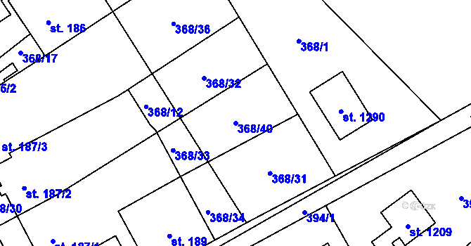 Parcela st. 368/40 v KÚ Heřmanice, Katastrální mapa
