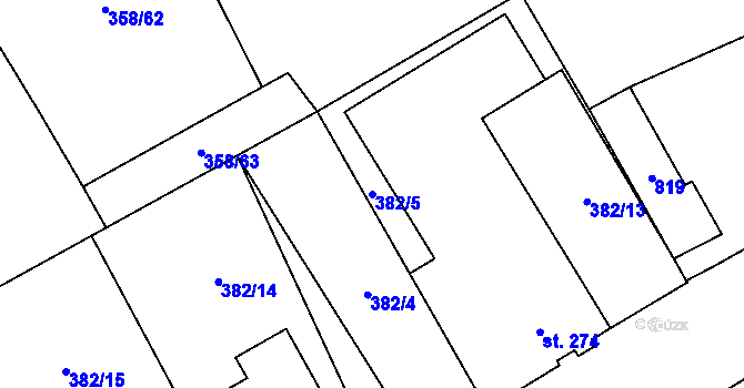 Parcela st. 382/5 v KÚ Heřmanice, Katastrální mapa