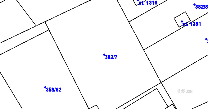 Parcela st. 382/7 v KÚ Heřmanice, Katastrální mapa