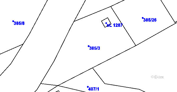 Parcela st. 385/3 v KÚ Heřmanice, Katastrální mapa