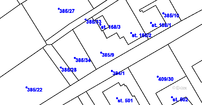 Parcela st. 385/9 v KÚ Heřmanice, Katastrální mapa