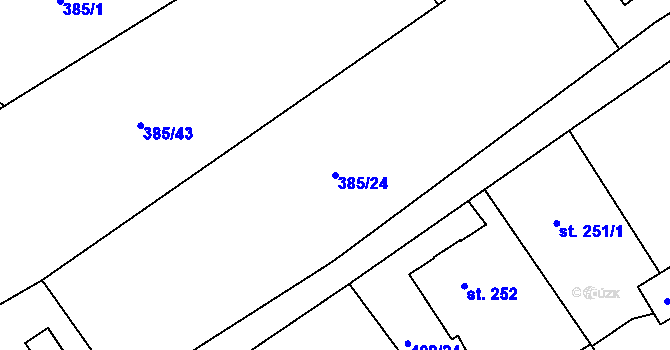 Parcela st. 385/24 v KÚ Heřmanice, Katastrální mapa