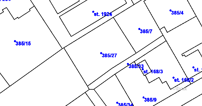 Parcela st. 385/27 v KÚ Heřmanice, Katastrální mapa