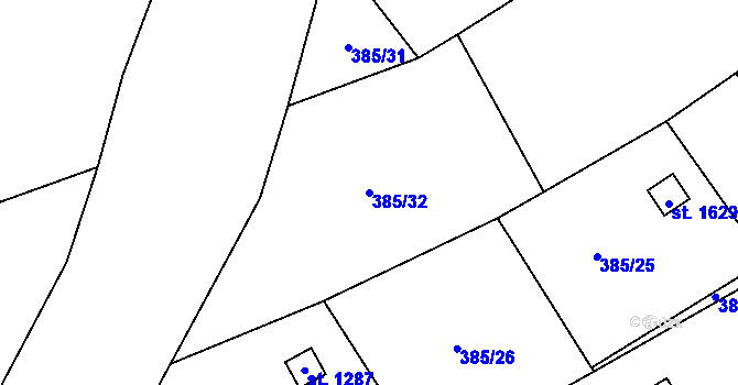 Parcela st. 385/32 v KÚ Heřmanice, Katastrální mapa