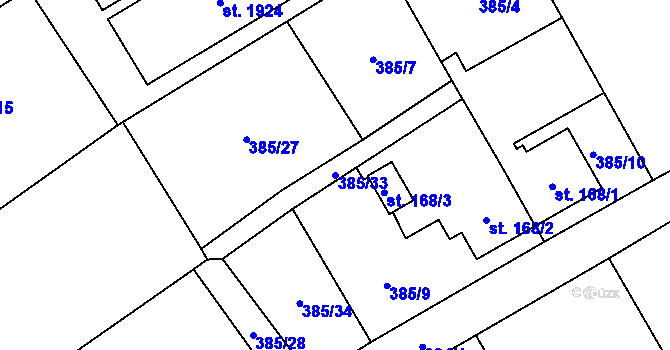 Parcela st. 385/33 v KÚ Heřmanice, Katastrální mapa