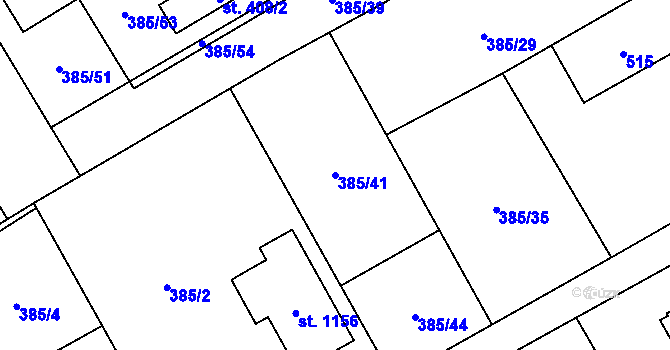 Parcela st. 385/41 v KÚ Heřmanice, Katastrální mapa