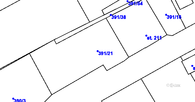 Parcela st. 391/21 v KÚ Heřmanice, Katastrální mapa