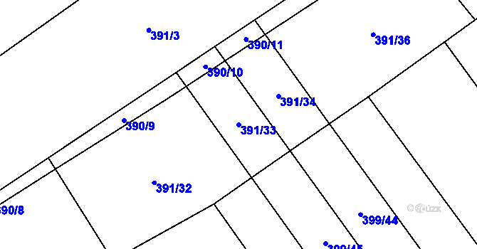 Parcela st. 391/33 v KÚ Heřmanice, Katastrální mapa