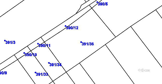 Parcela st. 391/36 v KÚ Heřmanice, Katastrální mapa