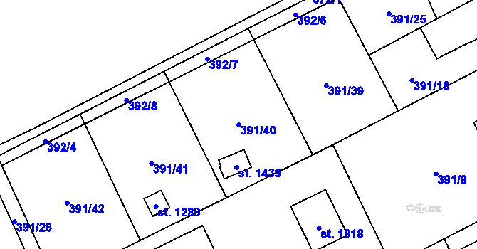 Parcela st. 391/40 v KÚ Heřmanice, Katastrální mapa
