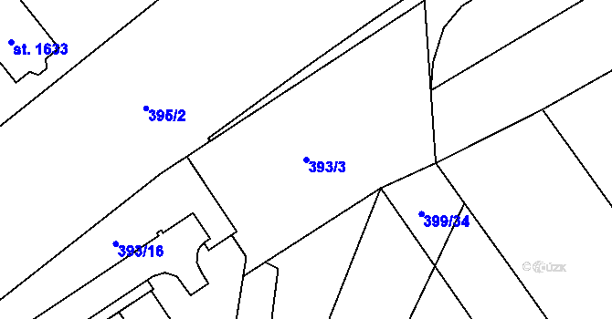 Parcela st. 393/3 v KÚ Heřmanice, Katastrální mapa