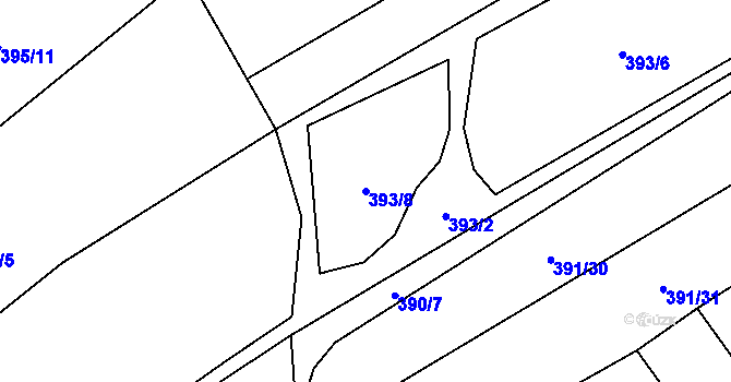 Parcela st. 393/8 v KÚ Heřmanice, Katastrální mapa