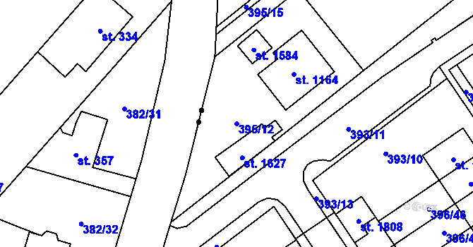Parcela st. 395/12 v KÚ Heřmanice, Katastrální mapa