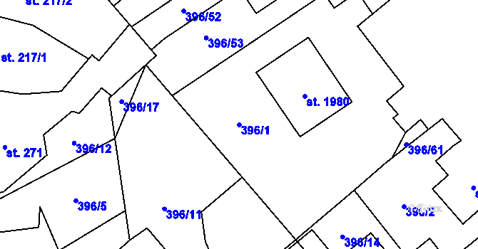 Parcela st. 396/1 v KÚ Heřmanice, Katastrální mapa