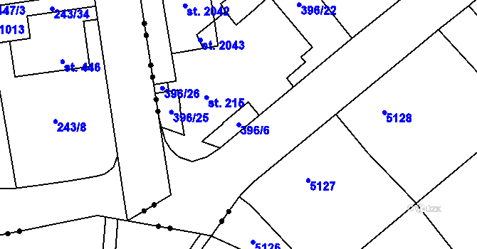 Parcela st. 396/6 v KÚ Heřmanice, Katastrální mapa