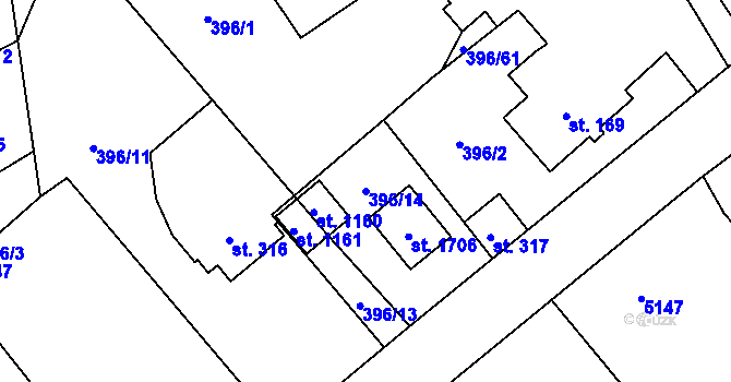 Parcela st. 396/14 v KÚ Heřmanice, Katastrální mapa