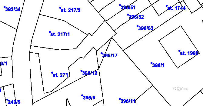Parcela st. 396/17 v KÚ Heřmanice, Katastrální mapa