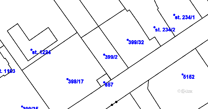 Parcela st. 399/2 v KÚ Heřmanice, Katastrální mapa