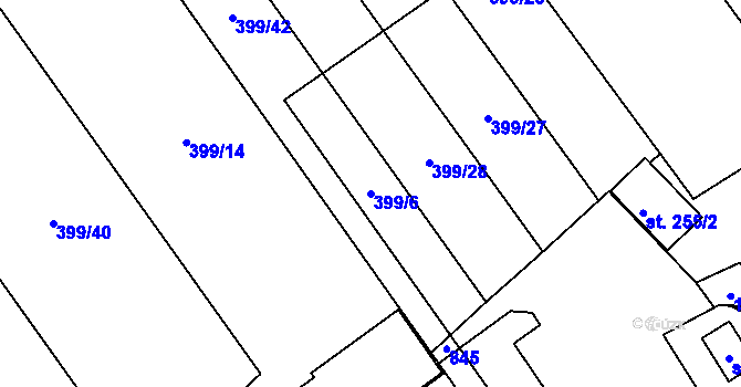 Parcela st. 399/6 v KÚ Heřmanice, Katastrální mapa