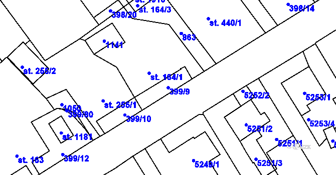 Parcela st. 399/9 v KÚ Heřmanice, Katastrální mapa