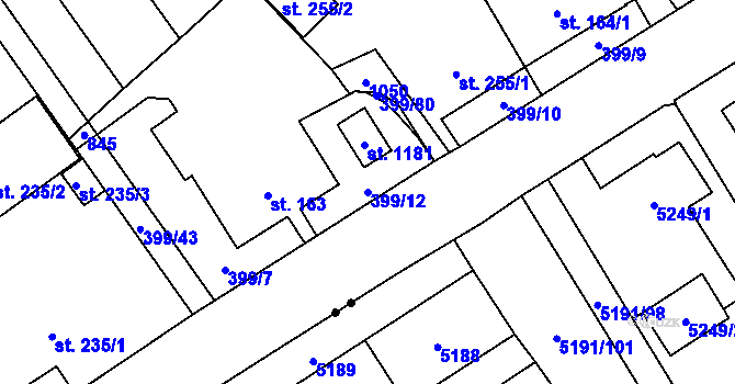 Parcela st. 399/12 v KÚ Heřmanice, Katastrální mapa