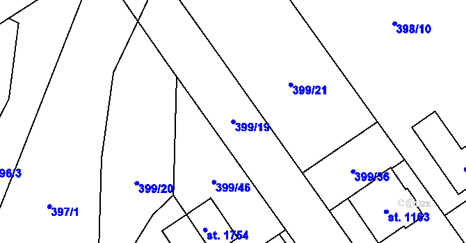 Parcela st. 399/19 v KÚ Heřmanice, Katastrální mapa