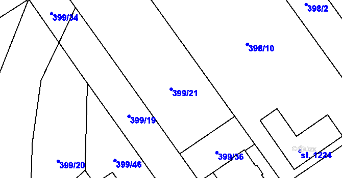 Parcela st. 399/21 v KÚ Heřmanice, Katastrální mapa