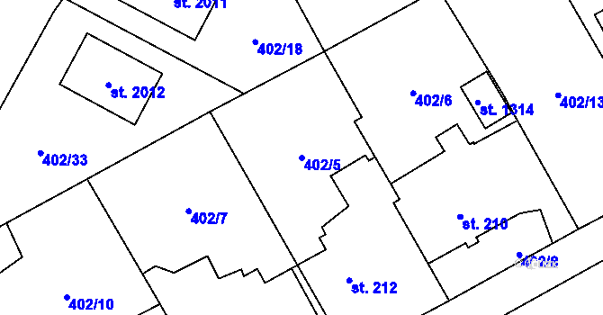 Parcela st. 402/5 v KÚ Heřmanice, Katastrální mapa