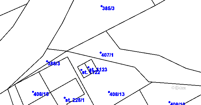 Parcela st. 407/1 v KÚ Heřmanice, Katastrální mapa