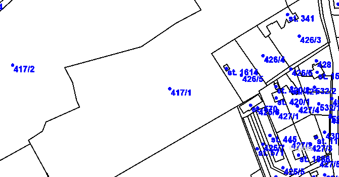Parcela st. 417/1 v KÚ Heřmanice, Katastrální mapa