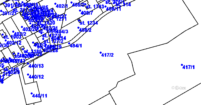 Parcela st. 417/2 v KÚ Heřmanice, Katastrální mapa