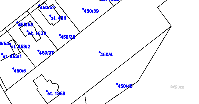 Parcela st. 450/4 v KÚ Heřmanice, Katastrální mapa