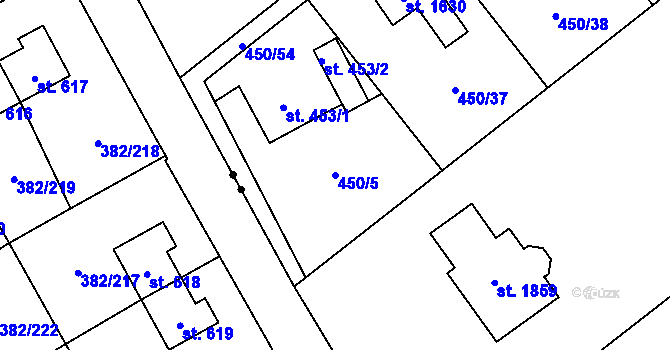 Parcela st. 450/5 v KÚ Heřmanice, Katastrální mapa