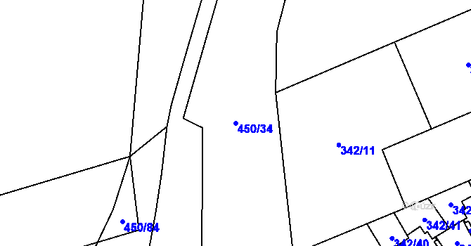 Parcela st. 450/34 v KÚ Heřmanice, Katastrální mapa