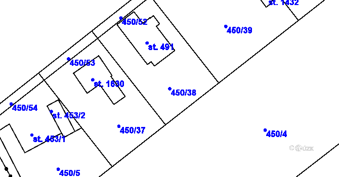 Parcela st. 450/38 v KÚ Heřmanice, Katastrální mapa